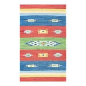 Top Quality Geometric Pattern Rectangle Area <b>Rug</b> Wool Acrylic Flat Weave Bohemian Style Rubber Backing Living Room Use - Product Image 1