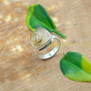 Anillo de Cuarzo Rutilado Dorado, Anillo de Plata de Ley 925, Anillo de Declaración, Anillo de Promesa para Ella, Anillo de Piedra Dorada, Regalo de Navidad para Esposa - Product Image 6