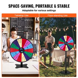 Ruota della Fortuna Girevole da 24 Pollici con 14 Scomparti, Supporto da Tavolo o da Terra, con 2 Pennarelli Cancellabili a Secco, Giocattoli Promozionali - Product Image 5