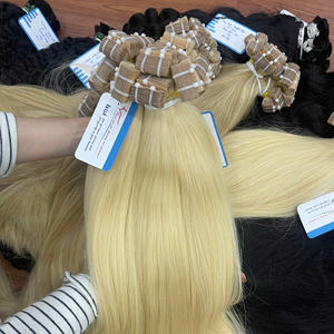 MEGA SOLDES 100% Cheveux humains vierges Remy blond plat vietnamiens, extensions de cheveux lisses et soyeuses, double trame, grand stock - Product Image 3