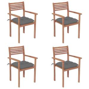 Set di 4 Sedie da Giardino in Legno di Teak Massiccio Impilabili Design Standard - Product Image 1