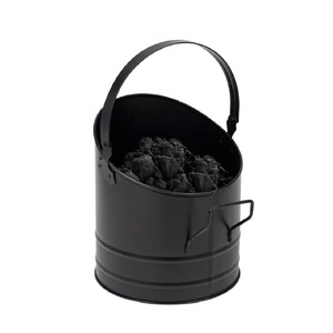 Cubo para cenizas de chimenea de hierro galvanizado negro vintage, de lujo, resistente, para leña, tamaño, forma y color personalizables, el más vendido - Product Image 1