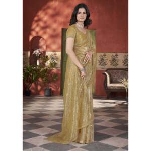 Sari en soie non cousu RV Creation Designer violet pour mariages, orné de broderies de sequins et de fils - Product Image 6