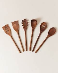 Natural Acacia Wood Salad Servers Eco-Friendly Dishwasher <b>Safe</b> Kitchen Utensils Manual Set Dishwasher <b>Safe</b> Spoons Server - Product Image 4