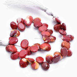 Joyería minimalista hecha a mano, cuentas de piedras preciosas de jaspe Mookaite natural rojo, hebra de regalo personalizada para hacer joyas - Product Image 2