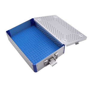 Aluminum Sterilization <b>Box</b> with Silicone Mat & <b>Locking</b> Lid for Surgical Instruments 300mm*200mm*90mm Double Layer - Product Image 2