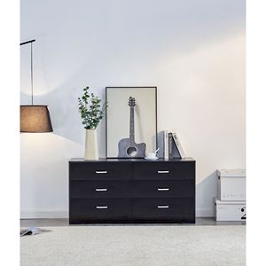 Comò Nero con 6 Cassetti per Bambini - Legno e Pannelli in MDF - Product Image 1