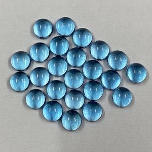 El mejor distribuidor, 6mm, Topacio Azul suizo Natural, cabujones redondos con parte posterior plana, piedras preciosas semipreciosas sueltas para la fabricación de joyas, costo de fábrica - Product Image 4