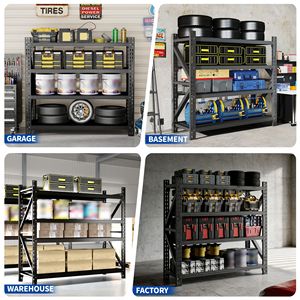Étagère de garage robuste 5000 lb - Unité de rangement métallique réglable à 4 niveaux 63"H x 67"W x 23.7"D Capacité industrielle - Product Image 4