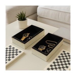 Decorative Check Pattern Set Of 2 Wooden <b>Chest</b> <b>Storage</b> Box Suitable For Home Decor And <b>Storage</b> Needs Handcrafted From India - Product Image 5