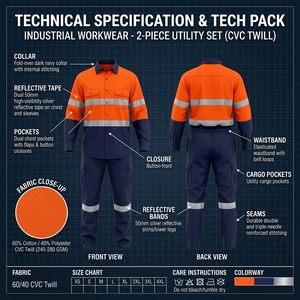 Combinaison de travail haute visibilité pour hommes avec bandes réfléchissantes, uniforme de protection de sécurité, matériau polyester - Product Image 5