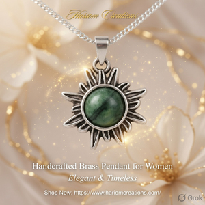 Colgante de Estrella de Piedra Verde, Joyería de Latón para Mujer, Motivo de Sol Místico, Estilo Vintage, Collar Étnico Bohemio Hecho a Mano, Regalo - Product Image 4