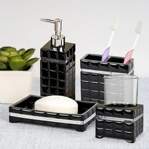Juego de Accesorios de Baño Negros de Primera Calidad, Ideales para Lavabo, Encimera, Tocador, Hogar, Hotel y Baño de Huéspedes, de la India - Product Image 6