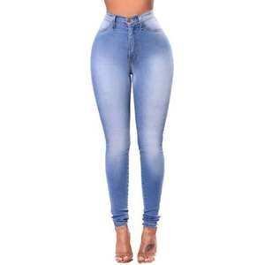 Jean taille haute skinny pour femme, effet push-up, coupe évasée, en denim – Grande Vente - Product Image 1
