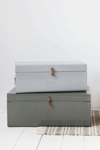 Gray Metal Storage <b>Boxes</b> with Copper Accents Rectangular <b>Stacking</b> Design Minimalist Style for Sundries Organization - Product Image 5