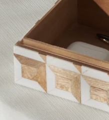 Caja de Madera con Incrustaciones de Hueso Hecha a Mano, Mosaico Geométrico Decorativo, Caja de Almacenamiento para Joyas y Decoración de Mesa de Centro - Product Image 6
