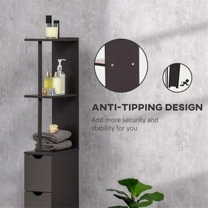 Mobiletto Moderno Eco-Friendly per Bagno in Legno Marrone con Dettagli in Ferro e Metallo, Armadio Salvaspazio per Soggiorno e Ospedale - Product Image 6