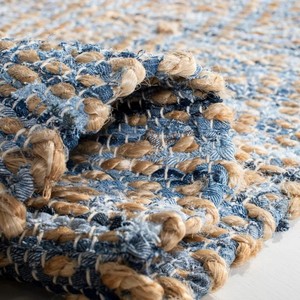 Tapis de salon rectangulaire en jute à rayures côtières, à poils ras, tissage plat, antidérapant, écologique, adapté aux animaux domestiques, pour pique-nique et salon - Product Image 3