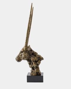 Sculpture de tête d'antilope en bronze, décoration artistique faite à la main pour table, design contemporain pour salon - Product Image 4