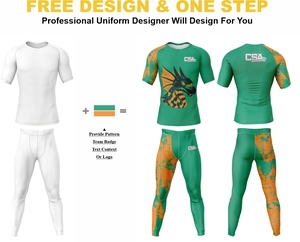 Ensemble de rashguard MMA à manches longues en tissu respirant de qualité exceptionnelle, design élégant, impression par sublimation, combinaison de compression pour homme - Product Image 2