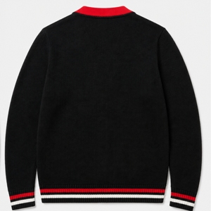 Personnalisez les logos sur des pulls à col en V de haute qualité pour les logos de sororités/fraternités/écoles/collèges/universités, cardigans tricotés avec logos. - Product Image 4