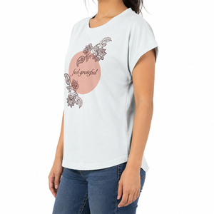Camiseta de Manga Corta con Cuello Redondo para Mujer, 100% Algodón, Estampado Floral, Corte Holgado, Informal, para Verano - Product Image 2