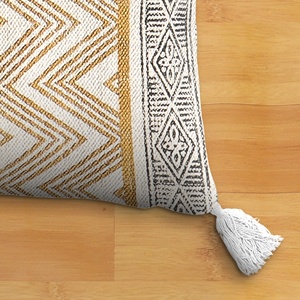 100% coton confortable droit taie d'oreiller à la main moderne géométrique broderie travail housse de coussin Floral rayé bloc imprimé étuis - Product Image 4