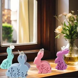 Molde de Silicona para Velas de Aromaterapia con Forma de Conejo de Pascua, Molde de Jabón Hecho a Mano con Flores en Relieve, Molde de Yeso y Resina Epoxi - Product Image 1