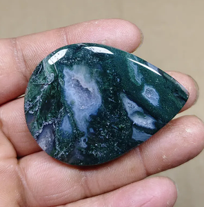 Agate verte naturelle ovale polie, pierre précieuse en forme de larme, cristal pour la fabrication de bijoux, la méditation et la décoration - Product Image 4