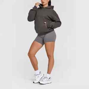 Sweat-shirt unisexe surdimensionné à col rabattu en coton 100 % pour femme, avec demi-fermeture éclair, modèle 2026 - Product Image 2