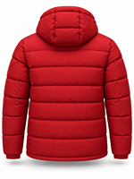 Veste matelassée à capuche rouge pour homme, coupe-vent, fermeture éclair, rembourrage en polyester, manteau d'hiver décontracté chic, logo sur le devant