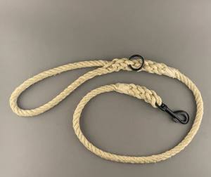Laisse en corde de chanvre naturelle avec accents de ficelle de chanvre colorée, laisse personnalisée faite à la main - Product Image 3