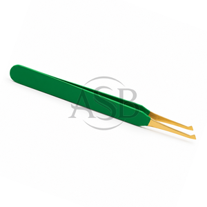 Pince à cils professionnelle en acier inoxydable à double teinte dorée, pointe type ciseau, résistante à la transpiration - Product Image 3