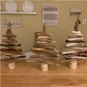 Arbre de Noël en bois flotté flexible et pliable pour l'intérieur, avec support, parfait pour les décorations de fête - Product Image 1