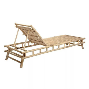Chaise longue portable moderne en bambou, chaise pliante d'extérieur avec coussins résistants aux UV pour la plage, la piscine, le parc et le balcon - Product Image 5