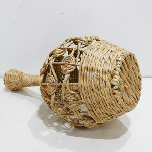 Jarrón tejido de jacinto de agua de algas marinas de cuello estrecho largo ecológico, maceta de flores hecha a mano para decoración del hogar - Product Image 4