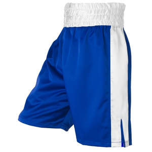Men's Blue Satin <b>Shorts</b> With White Side Stripe Elastic Waist Mid Rise Quick Dry Gym Trunks Fitness and Running Wear - Product Image 1