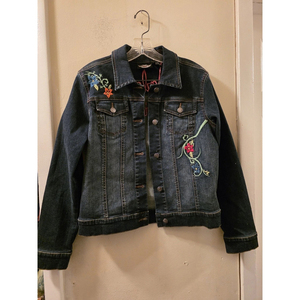 Ensemble pantalon et veste en jean pour femme, broderie, sans manches, coupe décontractée ample, tenue 2 pièces toutes saisons, coton tissé délavé - Product Image 5