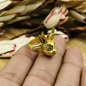 Anillos de conejo de diseño único, estilo bohemio, de latón, con baño de oro de 18k, para mujer, joyería llamativa con diseño de zorro y conejo, para venta al por mayor/OEM/ODM - Product Image 4