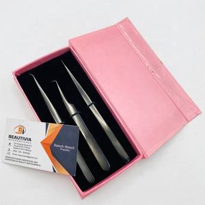 Pince à épiler d'extension de cils d'isolation fine en acier inoxydable de 14cm de marque personnalisée Outil à pointe pointue durable - Product Image 4