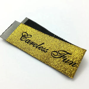 Etiquetas de cuello personalizadas para camisetas, etiquetas de talla de damasco, etiquetas tejidas de corte recto para coser en la ropa - Product Image 5