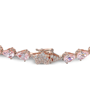 Collier en or rose avec diamants en forme de poire, diamants roses vifs fantaisie, bijoux de luxe pour femmes - Product Image 2