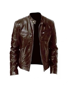 Sword Cafe Racer Brown <b>Leather</b> <b>Jacket</b> - Product Image 1