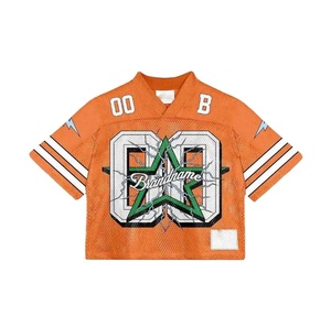 Maillot de football américain rétro oversize 2025 pour homme, coupe carrée, col en V, manches courtes, en tissu jersey respirant et à séchage rapide - Product Image 1
