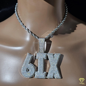 " MOMO " <b>Name</b> Pendant With Rope <b>Chain</b> Moissanite Diamond Hip Hop Necklace Custom Bling Jewelry - Product Image 2