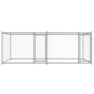 Jaula Grande y Resistente para Perros, de Acero Galvanizado Gris - Product Image 4