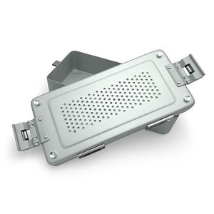 Caja de Esterilización Manual Reutilizable de Acero Inoxidable, Tamaño Personalizado, Plateada, para Cirugía General, Instrumentos Quirúrgicos de Alta Calidad - Product Image 1