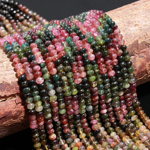 Piedras preciosas sueltas Rondelle lisas de turmalina de 7mm naturales para hacer joyas multiturmalina con diseño liso - Product Image 2