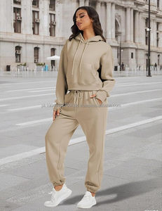 Ensemble de sweat-shirt et de jogging en coton pour femmes Hip-Hop Streetwear Pantalon à capuche avec pantalon de survêtement évasé - Product Image 4
