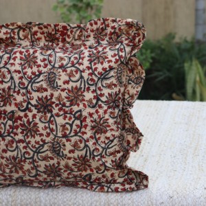 Vintage Floral Cotton Raffle Cushion <b>Covers</b> Bohemian <b>Throw</b> Pillows Handprinted Boho Trim <b>Sofa</b> Bed Pillow <b>Cover</b> Indian Cushion - Product Image 3